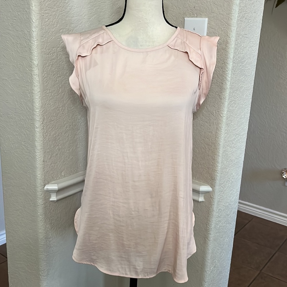 LOFT by Ann Taylor light pale pink silky top blouse Size S